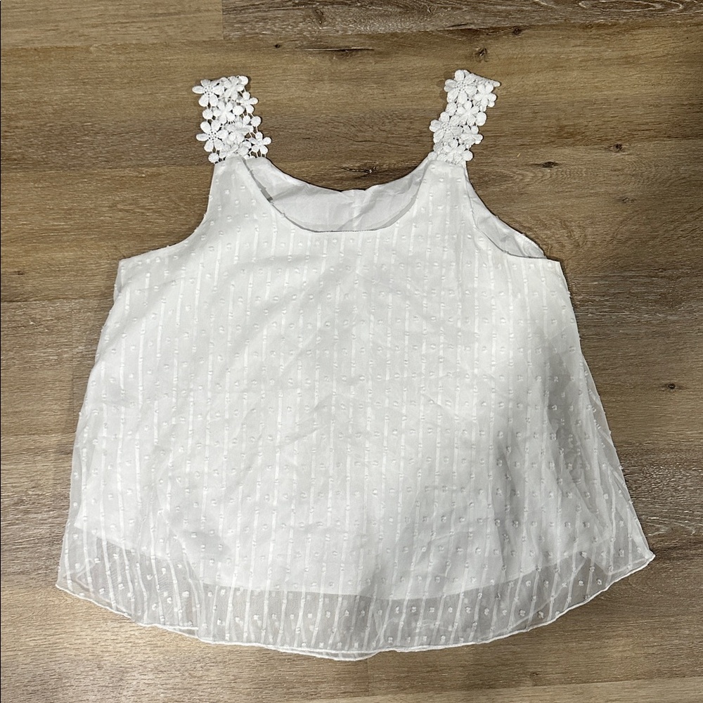 White Sleeveless Top with Floral Straps